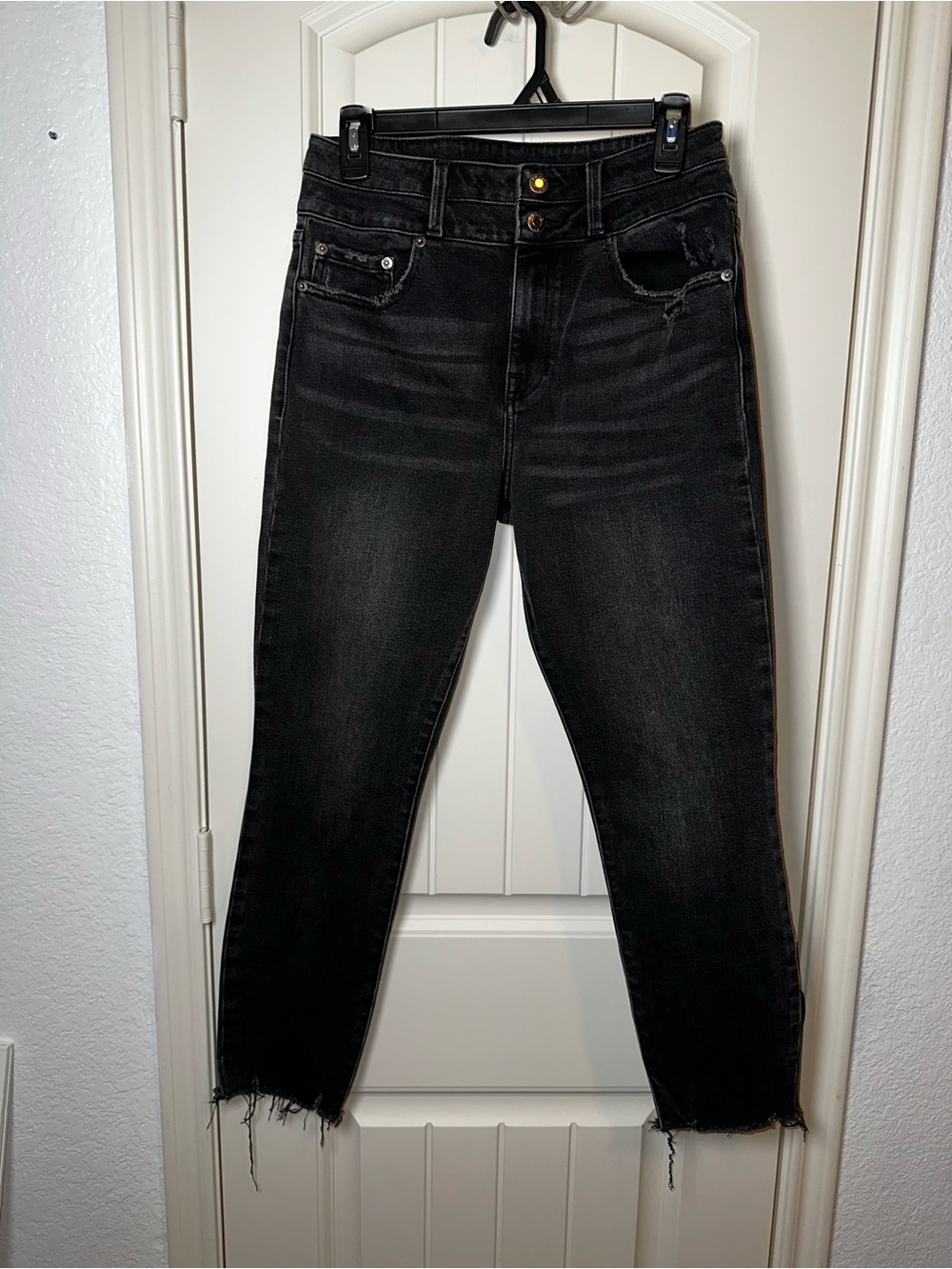 pistola Black High-Rise Cropped Raw-Hem Jeans size 28